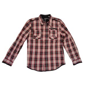 GUESS Mens Plaid Western Shirt Long Sleeve Snap Button "Rebel Drifters" XL